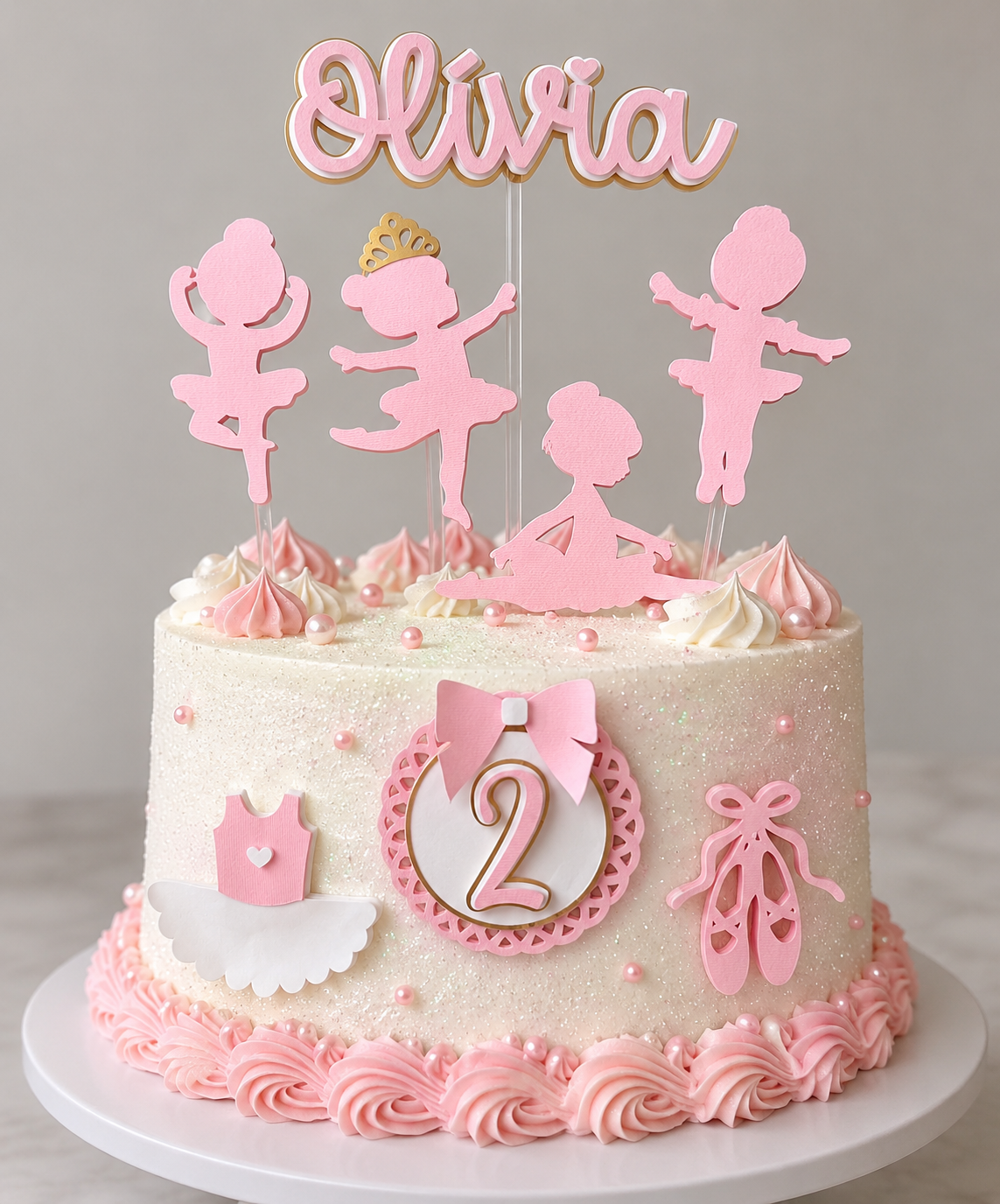 Ballerina Cake Topper | Personalised Birthday Cake Decoration | Ballet Party | Girls Birthday | Pink Cake Decor  🩰 Descrição