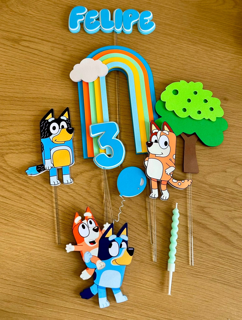 Bluey Cake Topper Personalized | Custom Name & Age | Birthday Cake Decoration