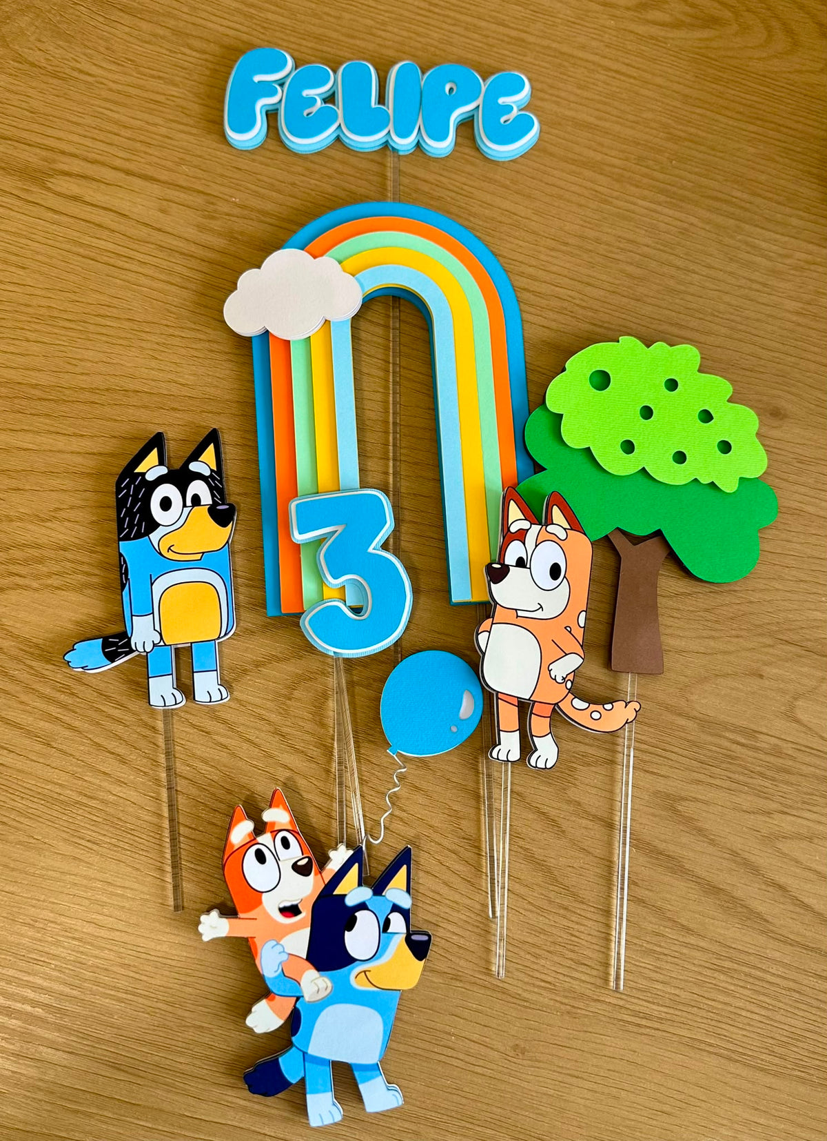 Bluey Cake Topper Personalized | Custom Name & Age | Birthday Cake Decoration