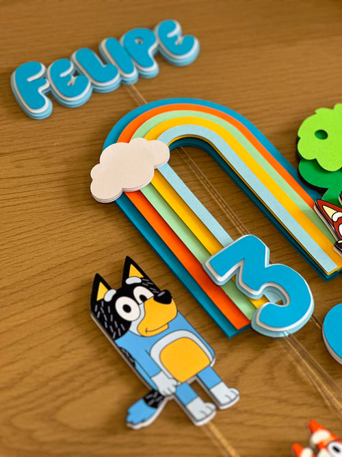 Bluey Cake Topper Personalized | Custom Name & Age | Birthday Cake Decoration
