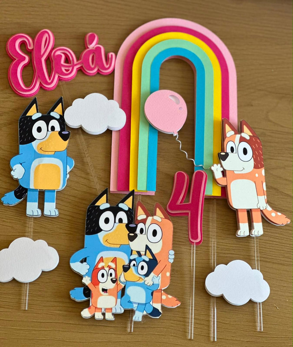 Bluey Cake Topper Personalized | Custom Name & Age | Birthday Cake Decoration