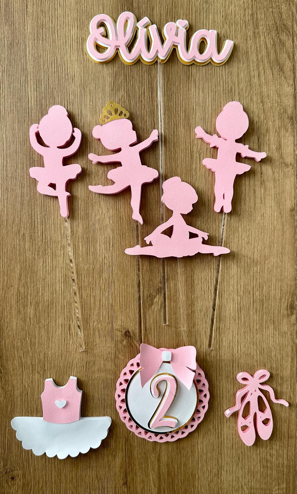 Ballerina Cake Topper | Personalised Birthday Cake Decoration | Ballet Party | Girls Birthday | Pink Cake Decor  🩰 Descrição
