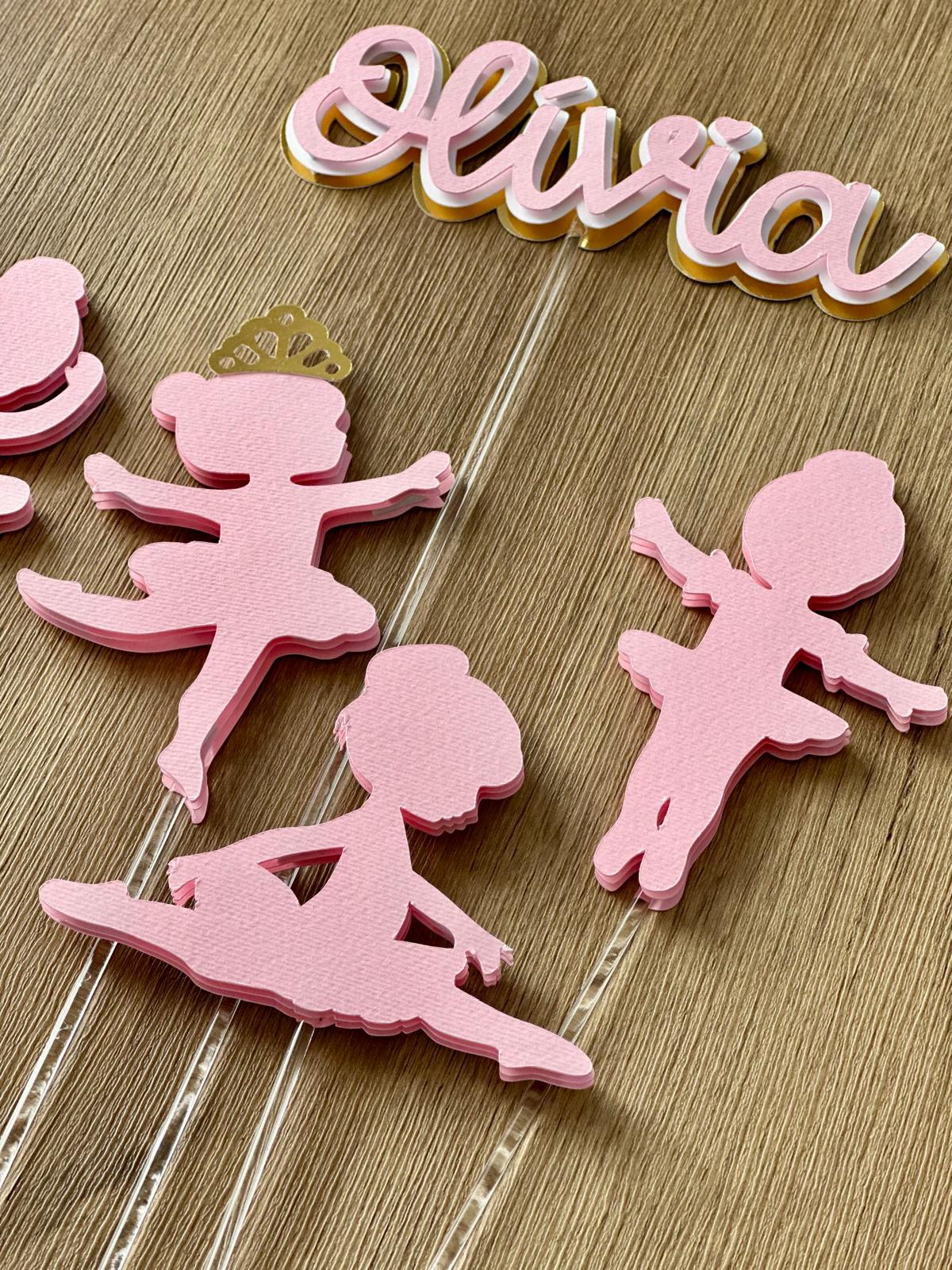 Ballerina Cake Topper | Personalised Birthday Cake Decoration | Ballet Party | Girls Birthday | Pink Cake Decor  🩰 Descrição
