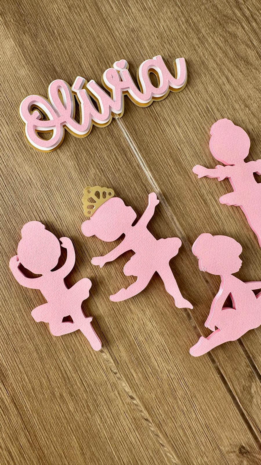 Ballerina Cake Topper | Personalised Birthday Cake Decoration | Ballet Party | Girls Birthday | Pink Cake Decor  🩰 Descrição