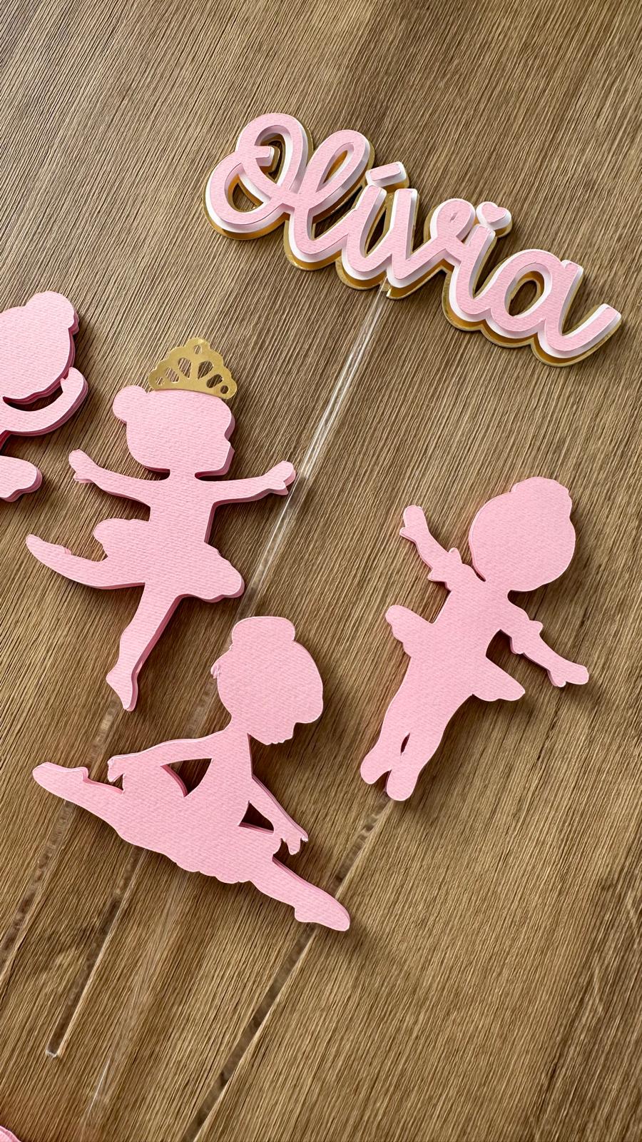 Ballerina Cake Topper | Personalised Birthday Cake Decoration | Ballet Party | Girls Birthday | Pink Cake Decor  🩰 Descrição