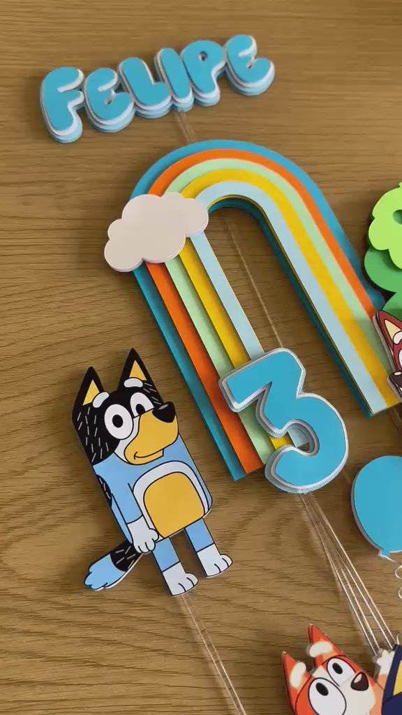 Bluey Cake Topper Personalized | Custom Name & Age | Birthday Cake Decoration